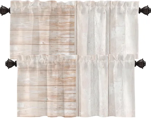 Vista 53 de Shrahala Floral Abstract Design Blackout Curtain Tiers, Minimalist Flower Illustration Kitchen Valance Light Blocking Tier Drapes with Rod Pocket, 2