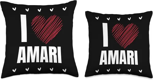 Vista 3 de I Love AMARI First Name Cool Heart Funny Almohada personalizada con nombre, 16 x 16 pulgadas, multicolor