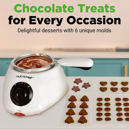 Vista 3 de NutriChef Olla eléctrica para fondue Calentador de chocolate de 25 W Capacidad de 8.8 onzas Función de inmersión para mantener caliente y olla