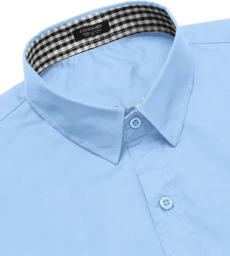 Vista 4 de COOFANDY - Camisa de vestir de negocios para hombre de manga larga, ajustada, informal, con botones