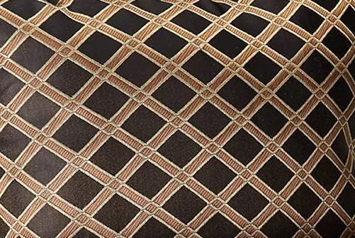 Vista 3 de Chezmoi Collection Juego de edredón Jacquard Floral de 7 piezas, color negro y dorado, con medallón de diamante, tamaño Queen Negro/Marrón Floral