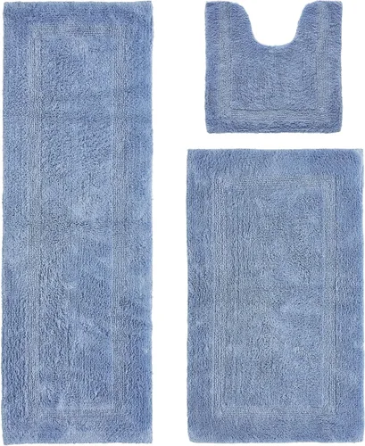 Vista 259 de Better Trends - Juego de 2 alfombras de baño 100% algodón, extra suaves, con borlas, de 17" x 24", alfombra de baño superabsorbente y reversible