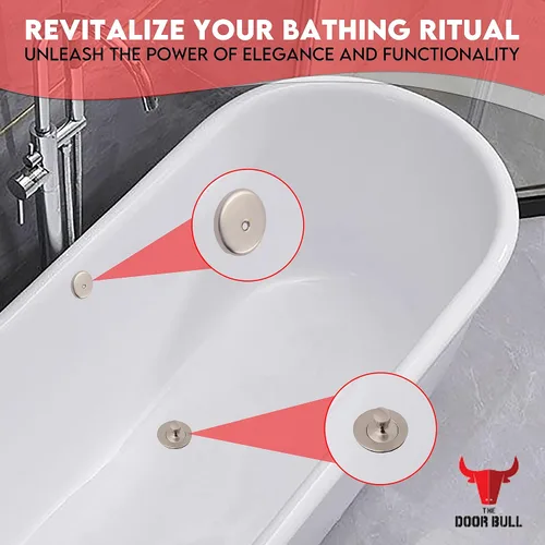 Vista 4 de Kit de drenaje y desbordamiento de bañera Lift & Turn - Conjunto universal de drenaje de bañera de latón con placa frontal de desbordamiento de un