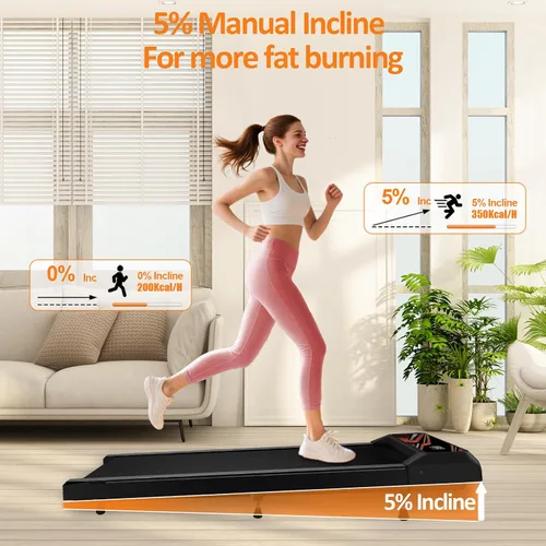 Vista 3 de 2.5HP Walking Mat with Incline pad,Under Desk Treadmill, Walking Running Pad with Remote, 3 in 1 Low Noise Small Mini Portable Treadmill with Led
