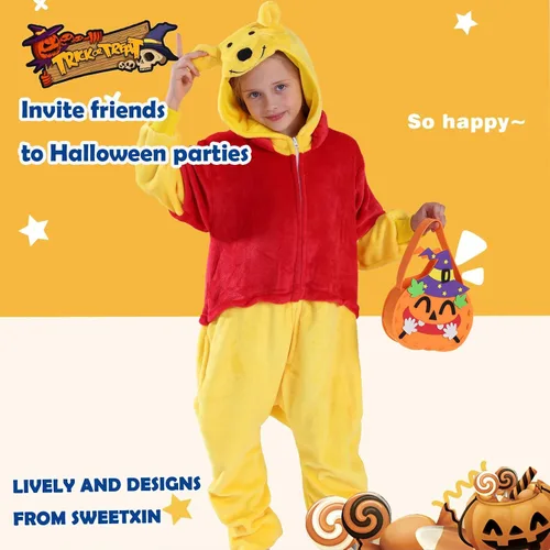 Vista 2 de SWEETXIN Kids Unisex Onesie Pajamas Plush One Piece Halloween Costume Cosplay Sleepwear for Girls Boys
