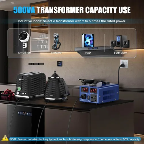 Vista 5 de Transformador de conversión de voltaje de 500 vatios Transformador de paso arriba/paso abajo de alta resistencia AC 110V/120V/220V/240V conversión
