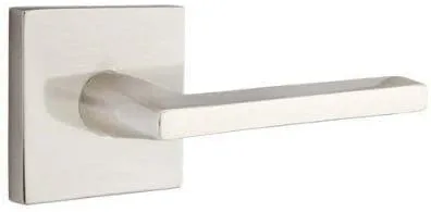 Vista 4 de Emtek Pasaje, roseta cuadrada, palanca Helios, acero inoxidable cepillado, RH