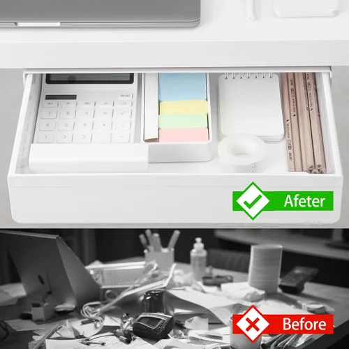 Vista 2 de Cajón debajo del escritorio, súper grande para debajo de la mesa, accesorios de escritorio y organizadores de espacio de trabajo, organizador