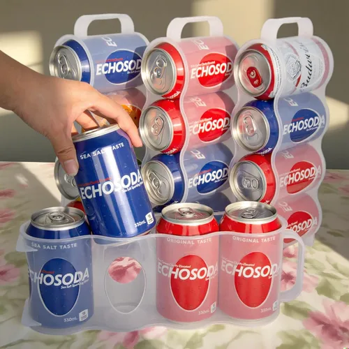 Vista 4 de Organizador portátil de latas de soda para estante de refrigerador, soporte para latas de cerveza, estante deslizante de almacenamiento