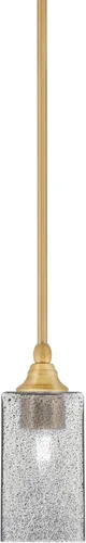 Vista 103 de Toltec Lighting Tallo Colgado Mini colgante, acabado de cobre negro, 3.5" cuadrado humo burbuja vidrio