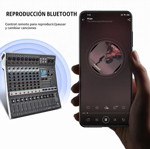 Vista 7 de Consola de mezclador de sonido profesional de 8 canales, 99 bits DSP, procesador digital de 99 bits, USB, Bluetooth, MP3 para entrada de grabación
