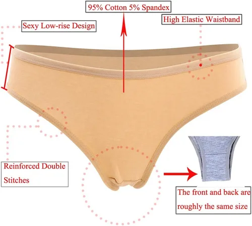 Vista 2 de Nightaste Bragas Tanga de algodón suave para mujer, paquete de 5, ropa interior deportiva transpirable y atrevida
