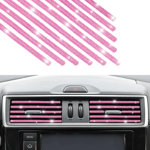 Vista 11 de Adorno de Rejilla de Ventilación Bling para Coche, 10 PCS Tiras Decorativas de Diamantes de Imitación Hechas a Mano para Todas las Salidas de Aire