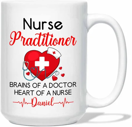 Vista 13 de Taza de enfermera practicante con nombre personalizado, regalo NP, taza de café para estudiante de enfermería, regalo médico personalizado