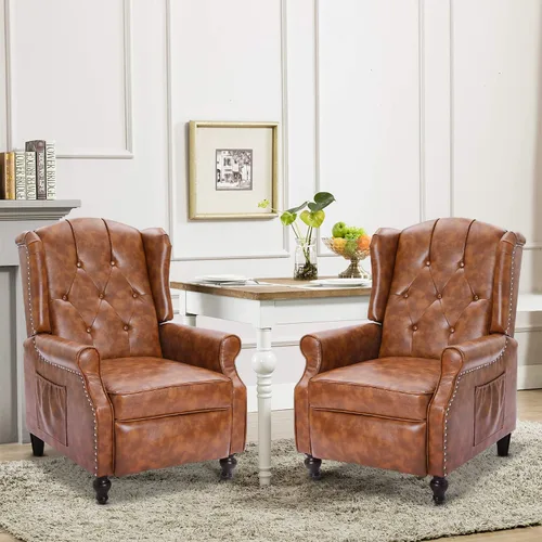 Vista 21 de Silla Wingback con masaje y calor, silla reclinable de tela copetuda, silla reclinable con respaldo de ala con control remoto, cojín acolchado