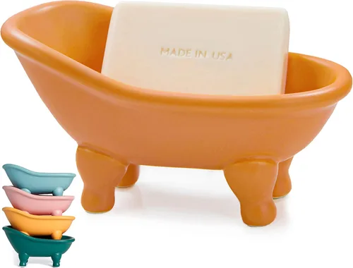 Vista 7 de 1 pieza de 5.6 pulgadas de cerámica negra mini jabonera pequeña maceta organizador de maquillaje contenedor Hamster bañera (negro)