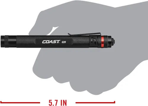 Vista 4 de Coast Faro LED HL45 de 400 lúmenes de doble color (blanco/rojo) con batería y clips de casco incluidos