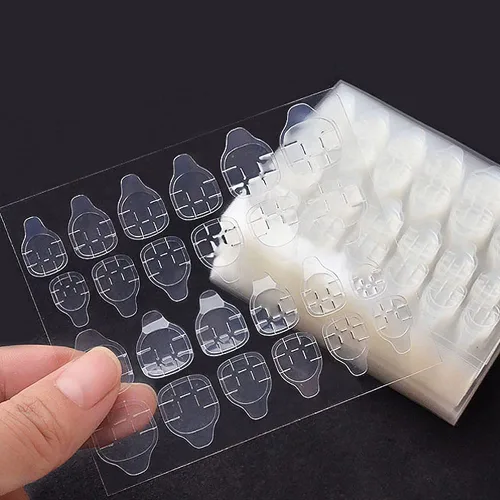 Vista 8 de Mwellewm 240 piezas de 10 hojas de pegamento de uñas de doble cara para uñas a presión, puntas de uñas postizas impermeables y transpirables