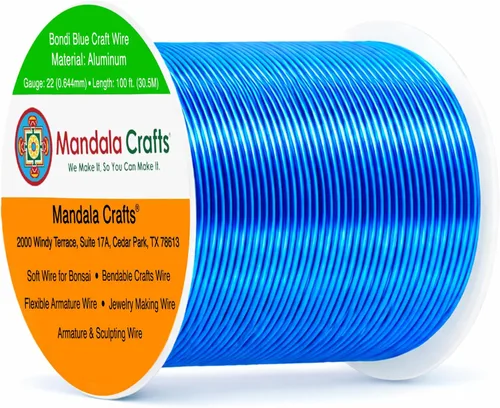 Vista 137 de Mandala Crafts - Alambre de aluminio anodizado de calibre 22 para hacer joyas - 137.2 m de alambre flexible surtido y coloreado - Doble para bonsái