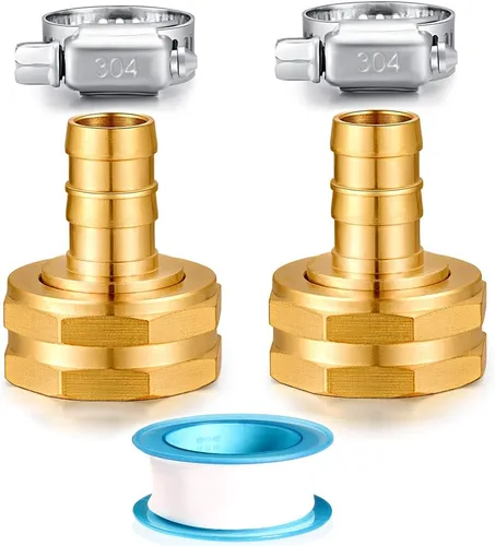 Vista 7 de Kit de reparación de manguera de jardín de latón sólido YELUN, conector con abrazaderas 1/2" púas x 3/4" hembra, apto para accesorios de manguera