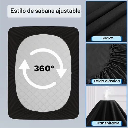 Vista 3 de Protector de colchón tamaño individual, funda de colchón impermeable con bolsillo profundo de 18 pulgadas, cubierta de cama estilo sábana bajera