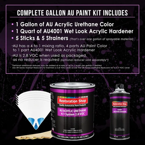 Vista 2 de Restoration Shop - Pintura de auto de uretano acrílico Daytona Blue Metálico - Kit completo de pintura de galón - Recubrimiento profesional de un