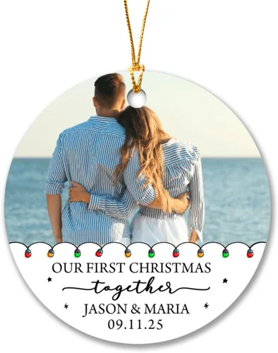 Vista 20 de Adorno de Navidad personalizado con foto del primer año del bebé 2025, adorno de Navidad con foto personalizada del primer año del bebé para nuevos