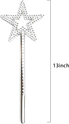 Vista 7 de UOUYOO Silver 13 Inches Star Wand Princess Fairy Plating Silver Star Wands for Halloween