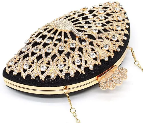 Vista 5 de Bolso de noche para mujer bolso de noche de cristal de metal dorado bolso de mano para mujer bolso de fiesta de boda color A talla única talla única