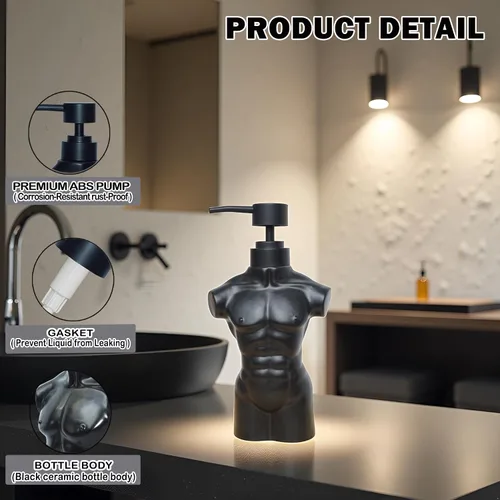 Vista 3 de Dispensador de jabón de cerámica para niños, juego de dispensador de loción y jabón dispensador de jabón líquido recargable para manos para baño