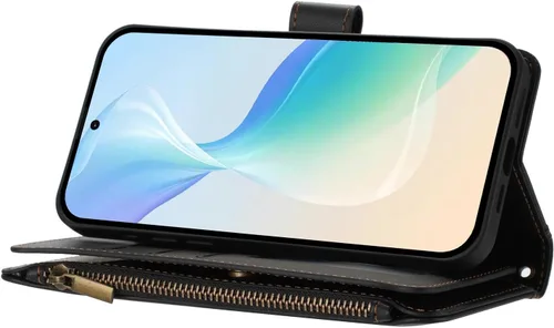 Vista 3 de Compatible con Tecno Spark Go 1 / Spark Go 2025, compatible con Tecno Pop 9 4G, funda con función atril y doble ranura para tarjetas con cremallera