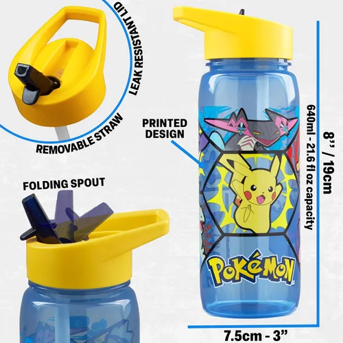 Vista 5 de Get Trend Pokemon - Lonchera aislada de 3 piezas, con caja Bento reutilizable y botella de agua de 21.6 onzas líquidas sin BPA con pajilla, lonchera