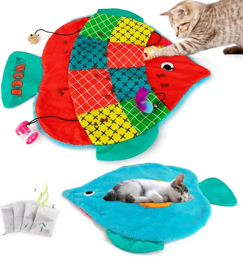 Vista 10 de AWOOF Linda alfombra suave de hierba gatera, juguetes interactivos para gatos