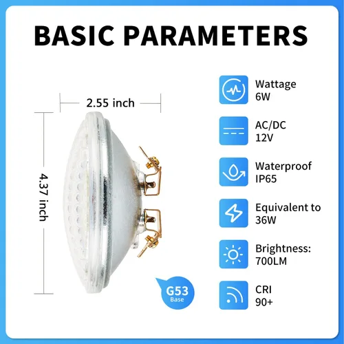 Vista 2 de PAR36 Bombilla LED de paisaje 6W 3000K blanco cálido AC/DC12V 36W