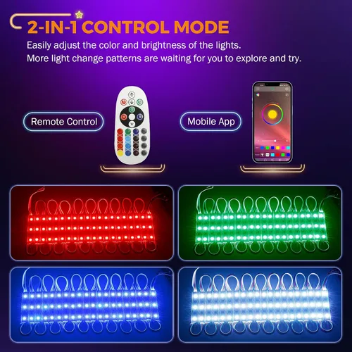 Vista 6 de BEAMNOVA Luces LED RGB LED de 100 pies para negocios, kit de tiras de luces, control remoto, control de aplicación móvil Bluetooth, fuente