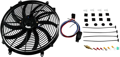 Vista 3 de Ventilador delgado universal de 16 pulgadas Push Pull Radiador eléctrico Ventilador de refrigeración Kit de montaje de 12 V Negro