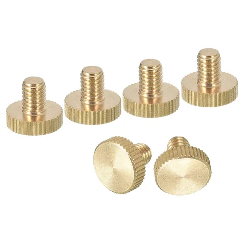 Vista 24 de uxcell Tornillos moleteados M3x4mm, 4 piezas de cabeza moleteada plana totalmente roscados, tornillos de latón para pulgar, pernos de agarre Fully