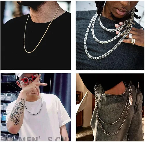 Vista 3 de Suplight Cuban Link Chain for Men Women, 18K GoldBlack Plated q316L Miami Cuban Chain Stainless Steel Chains Mens Necklaces 4MM 6MM 9MM 18" 20" 22