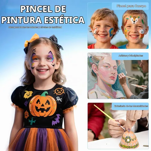 Vista 6 de Nicpro Juego de 7 pinceles de pintura facial, pinceles estéticos pastel