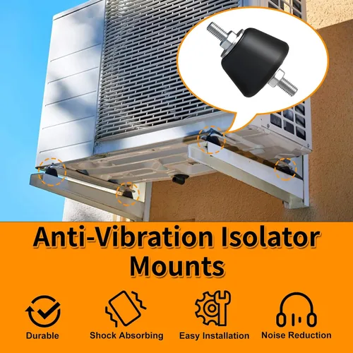 Vista 7 de Soportes aisladores de goma antivibración con pernos amortiguadores, soportes aisladores de goma para mini bombas de calor divididas, compresores