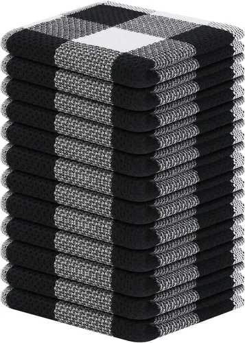 Vista 42 de Homaxy Paquete de 6 paños de cocina 100% algodón, 12 x 12 pulgadas, negro y rojo Negro & rojo