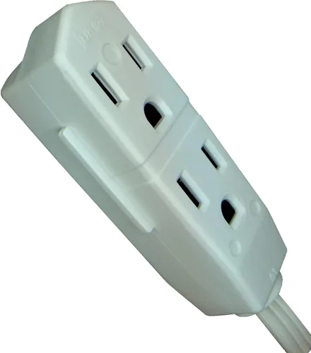 Vista 3 de Webber CW43577 - Cable de extensión triple de enchufe plano de perfil bajo (9 pies), color blanco