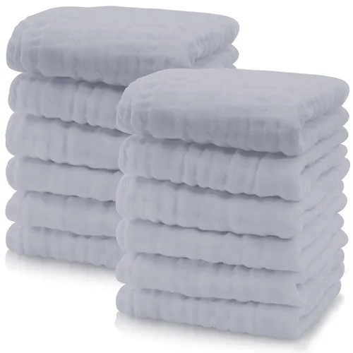 Vista 12 de Cute Castle Paquete de 24 paños de muselina para bebé, 100% algodón, ultra absorbentes, grandes, 20 x 10 pulgadas, trapos de leche súper Aguamarina