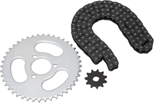 Vista 6 de RiToEasysports T8F - Cadena de piñón delantero y trasero, juego de piñones de cadena de motor de acero para karts modificados, cuatrimotos y mini