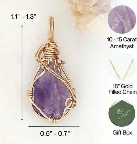 Vista 2 de Designs by Nature Gems – Collar con colgante, cadena chapada en oro de 18 pulgadas de 14 quilates