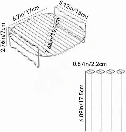 Vista 2 de Estante de doble capa para freidora de aire, accesorios para freidora de aire, estante multiusos que se adapta a la mayoría de 3.7 cuartos de galón