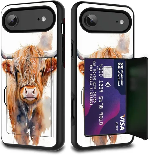 Vista 77 de Funda para tarjetas de crédito, doble capa híbrida a prueba de golpes, protección contra caídas con función atril para iPhone 17 de 6.3 pulgadas