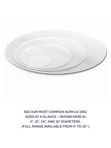Vista 9 de Disco de acrílico transparente KastLite Círculo de plexiglás con grosor y diámetro personalizados Selección: 1/4" de grosor con diámetro