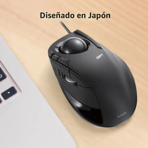 Vista 6 de ELECOM Ratón DEFT Trackball, con cable, control de dedos, función de 8 botones con seguimiento suave, diseño ergonómico, Windows11, macOS (M-DT2URBK)