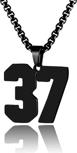 Vista 45 de Collar de Número Dorado para Hombre, Cadena de Acero Inoxidable con Colgante de Número para Atletas, Joyería Deportiva Personalizada para Niños
